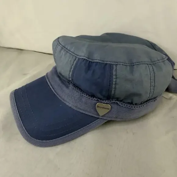 Vintage Juicy Couture Cadet Style Flat Cap Blue 100% Cotton - Picture 3 of 11